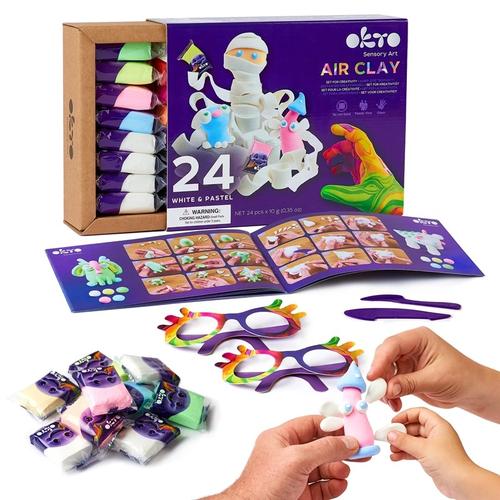 Set de Creatie Air Clay White&Pastel, 24 culori