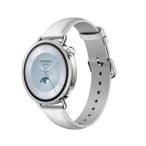 Smartwatch Xiaomi Watch S4 41mm, Ecran AMOLED 1.32inch, Bluetooth, GPS, NFC, HyperOS, Curea Piele (Alb)