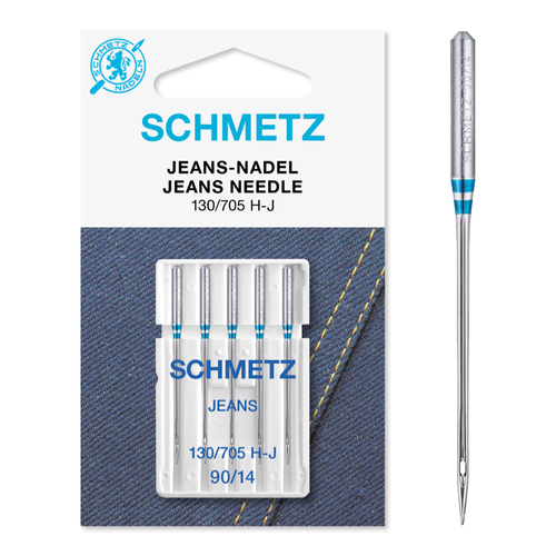 Set 5 ace de cusut, Jeans, finete 90, Schmetz 130/705 H-J VDS (Albastru)