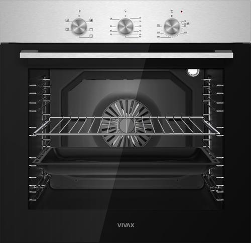 Cuptor incorporabil VIVAX BO-806BFTM X, Electric, Clasa A, Capacitate 80 l, 5 programe + Lumina, Grill, Convectie, Temperatura ajustabila 40–240°C, 2500W, Timer, Ghidaje cromate detasabile, Usa dubla din sticla, Ventilatie tangentiala de ra