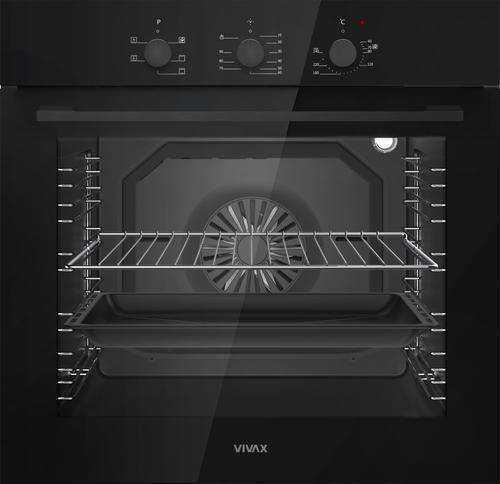 Cuptor incorporabil VIVAX BO-806BFTM G, Electric, Clasa A, Capacitate 80 l, 5 programe + Lumina, Grill, Convectie, Temperatura ajustabila 40–240°C, 2500W, Timer, Ghidaje cromate detasabile, Usa dubla din sticla, Ventilatie tangentiala de ra