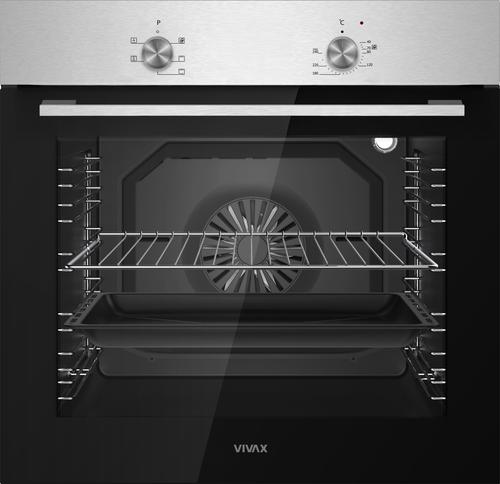 Cuptor incorporabil VIVAX BO-806BFM X, Electric, Clasa A, Capacitate 80 l, 5 programe + Lumina, Grill, Convectie, Dezghetare, Temperatura ajustabila 40–240°C, 2500W, Ventilatie tangentiala de racire, Ghidaje cromate detasabile, Usa dubla di