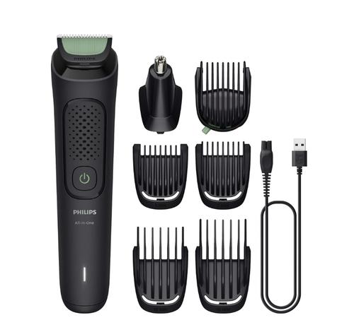 Aparat de tuns All-in-One 7 in 1 Philips MG3930/15, Autonomie 60 minute, Piepteni reglabili 3-7mm, Lame cu ascutire automata (Negru)