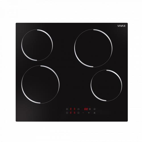 Plita incorporabila VIVAX BH-04MVC, Vitroceramica, Patru zone de gatit, Boost, Control touch, Timer, Putere maxima 8000 W, Timer digital, Setari putere in 9 trepte, Indicator caldura reziduala, Sticla securizata, 60 cm (Negru)
