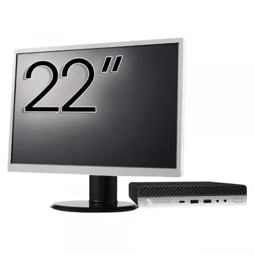 Calculator Sistem PC Refurbished Pachet Calculator refurbished HP EliteDesk 800 G3 Mini PC, Intel Core i7-7700T 2.90GHz, 8GB DDR4, 256GB SSD, Wi-Fi + Monitor 22"