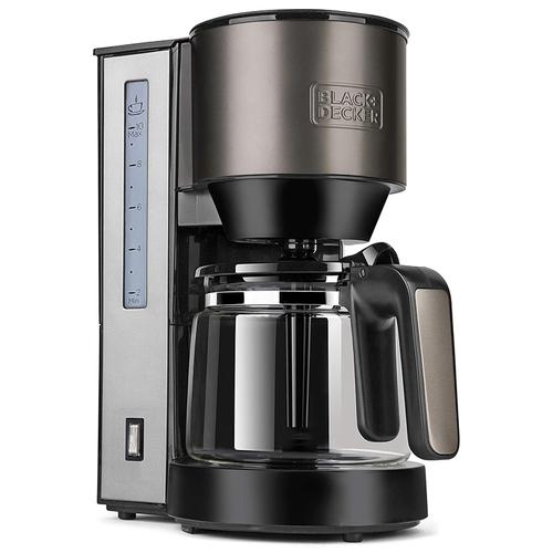 Cafetiera BLACK+DECKER BXCO870E, 870 W, Rezervor 1.25 l, 12 cesti (Argintiu/Negru)