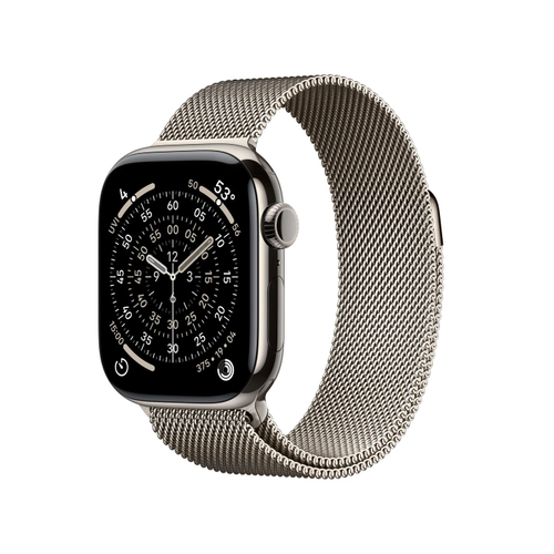 Smartwatch Apple Watch 11, GPS + Cellular, 46mm, Ecran Retina LTPO OLED, Chip S10 cu Procesor Dual-Core, 64GB Flash, Wi-Fi, Bluetooth, Carcasa Titan, Curea Milanese Loop S/M (Argintiu)