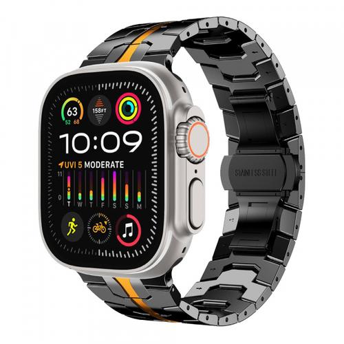 Curea Techsuit W063 pentru Apple Watch 49mm / 46mm / 45mm / 44mm / 42mm Series, Negru/Portocaliu