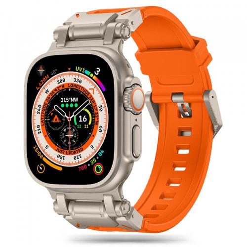 Curea Techsuit W064 pentru Apple Watch 49mm / 46mm / 45mm / 44mm / 42mm Series, Argintiu/Portocaliu