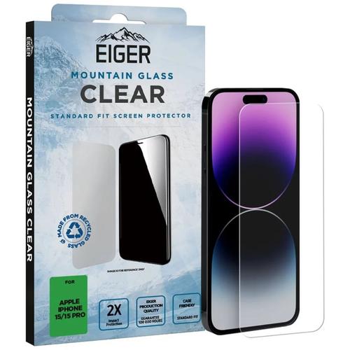 Folie Sticla Eiger 2.5D Mountain Glass compatibila cu iPhone 15 / 15 Pro (Transparent)