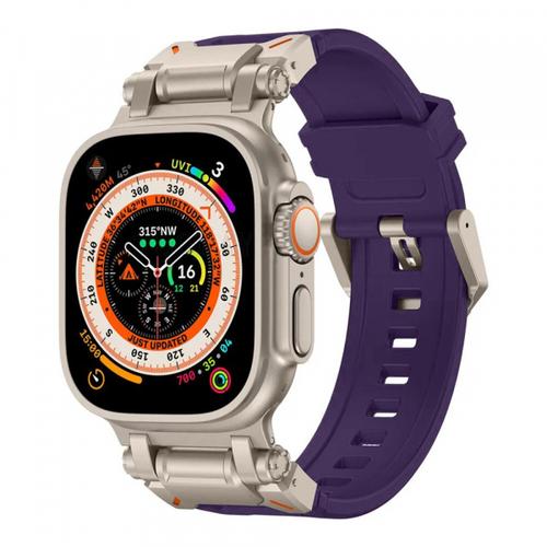 Curea Techsuit W064 pentru Apple Watch 49mm / 46mm / 45mm / 44mm / 42mm Series, Argintiu/Mov