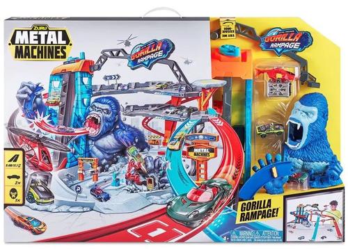 Set de joaca Zuru  Metal Machines Gorilla Rampage, cale de rulare pe trei niveluri cu lift si carucior