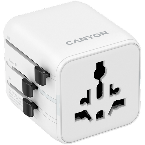 Incarcator retea de calatorie CANYON OnTour One CNS-TA1005W, EU/UK/US/AUS, 1x Priza universala (Alb)