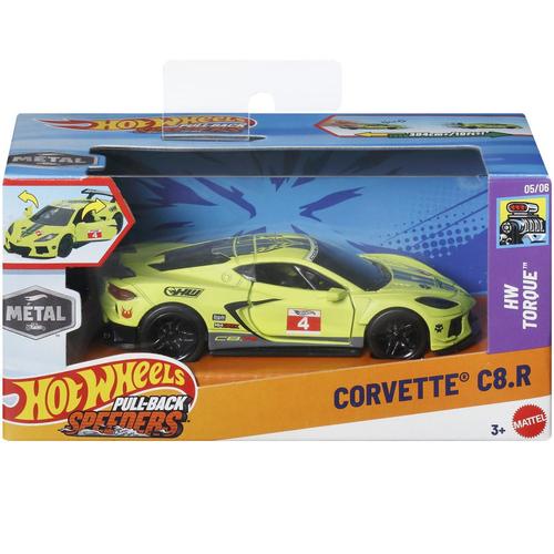 Masinuta Hot Wheels Pull Back - Corvette C8.R, 1:43