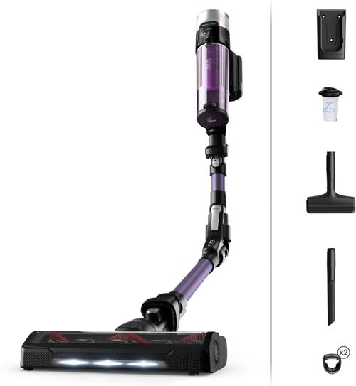Aspirator vertical Tefal TY2039WO X-force Flex, 500 W, Recipient 0.44 l, Autonomie 45 minute, 18.5 V (Negru/Mov)