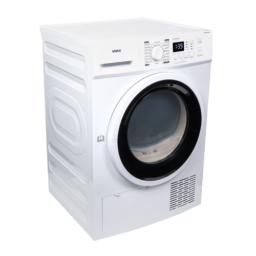 Uscator de rufe VIVAX CDR-0816SHP, Pompa de caldura, 8 kg, Clasa A++, Display LED, Start intarziat, Anti-sifonare, Uscare ajustabila, 16 programe (Alb)