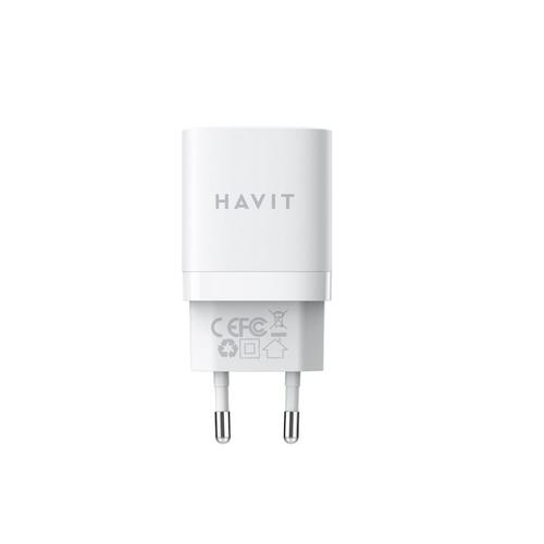 Incarcator retea HAVIT UC30 EU, 1 USB-A, 1 USB-C, 30W (Alb)