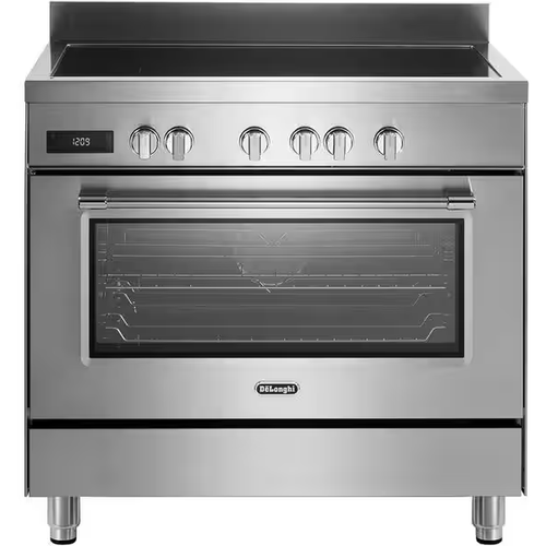 Aragaz profesional De Longhi PRO 96MXIN ED RO, Gaz, 4 arzatoare, Cuptor electric, Cuptor 87 l, Timer, Iluminare cuptor, 90 cm  (Inox)