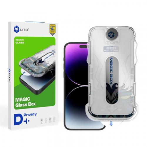 Folie de protectie Ecran Privacy Lito Magic Glass Box D+ Tools pentru Apple iPhone 11 Pro Max, Sticla Securizata, Full Glue