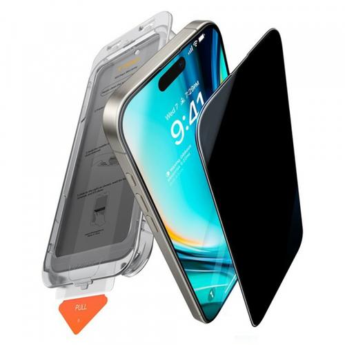 Folie de protectie Ecran Privacy Torras GlassGo Install Master pentru Apple iPhone 17, Sticla Securizata, Full Glue