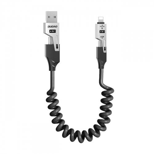 Cablu Date/Incarcare Dudao L20 Pro, USB-A/USB-C - Lightning/USB-C, 65W, 1.5m (Negru)