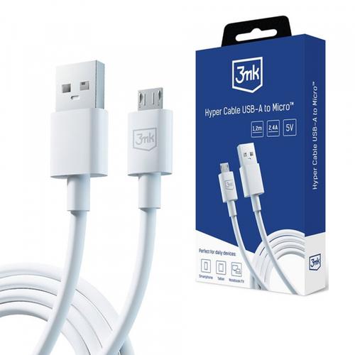 Cablu Dat/Incarcare 3MK Hyper USB-A - microUSB, 18W, 1.2m (Alb)
