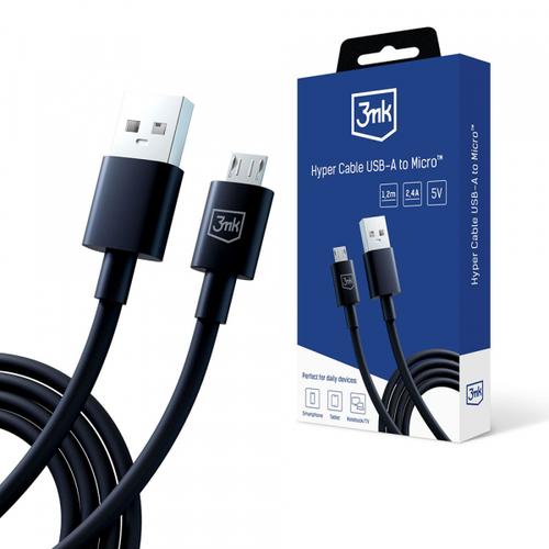 Cablu Date/Incarcare 3MK Hyper USB-A - microUSB, 18W, 1.2m (Negru)