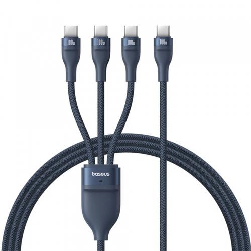 Cablu Incarcare Baseus Flash Series III 3in1, USB-C - 3 x USB-C, 100W, 1.5m (Albastru)