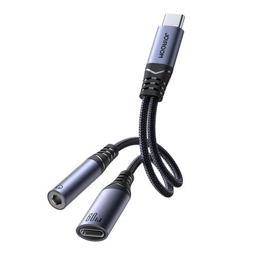 Adaptor audio Joyroom SY-C02, USB-C - 3.5mm / USB-C (Negru)