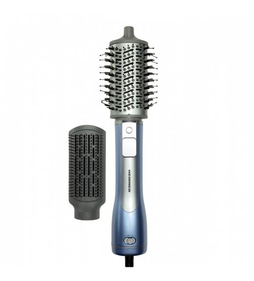 Perie cu aer cald Heinner HAB-R12DC-BL2, Motor DC, 1200W, 2 trepte de putere, Ionizare, Functie aer rece, Perie rotunda medie, Perie pentru indreptare (Albastru/Gri)