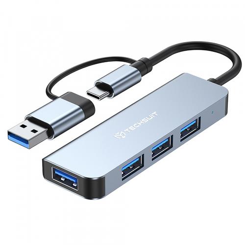 Hub USB / USB-C Techsuit H8 DataBridge, 4in1 (Gri)