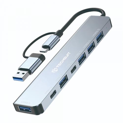 Hub USB / USB-C Techsuit H6 DataBridge, 7in1 (Gri)