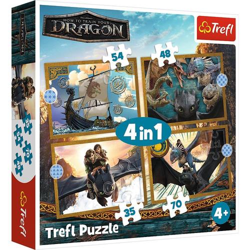 Puzzle pentru copii Trefl 4 în 1 - Zilele Dragonului