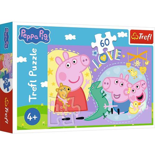 Puzzle Trefl din 60 piese- Purcelusa Peppa