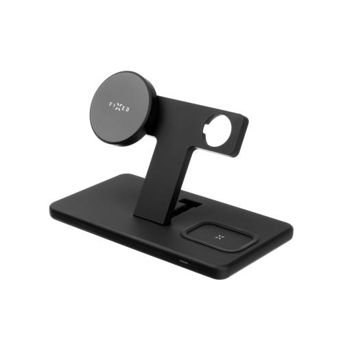 Statie de incarcare 3v1 Fixed MagPowerstation, suport pentru Apple MagSafe pentru Apple iPhone, Apple Watch, Apple Airpods, Power 15W, 15W, 5W, Negru