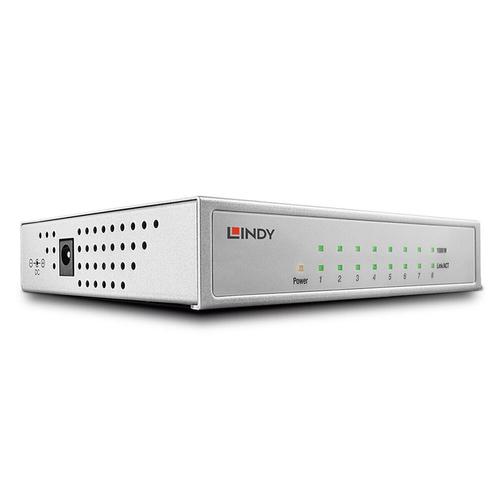 Switch LINDY 8 porturi, Gigabit, Metall, Argintiu