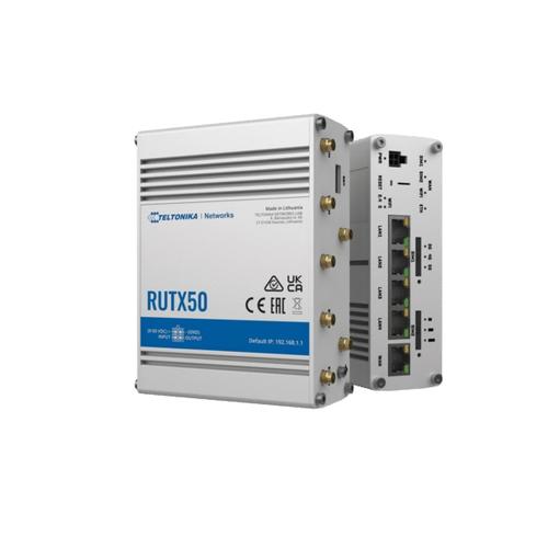 Router LTE Teltonika RUTX50, 1 x WAN port 10/100/1000 Mbps, 4 x LAN port 10/100/1000 Mbps, Wi-Fi 802.11b/g/n/ac, 5G Sub-6Ghz 2.1/3.3 Gbps, 4G LTE Cat 20 pana la 2Gbps, 3G 42 Mbps