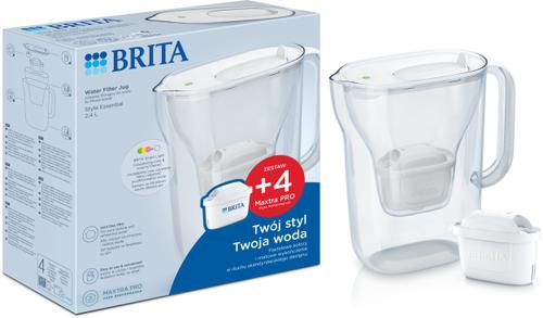 Cana filtranta de apa Brita Style Essential BR1059261, 2.4 l, + 4 filtre Maxtra Pro Pure Performance (Alb)