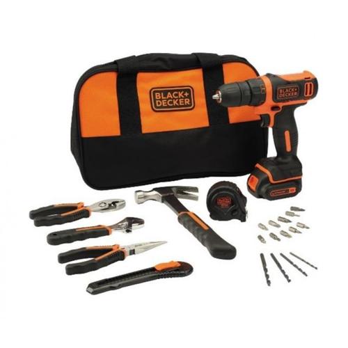 Masina gaurit si insururubat Black&Decker BDCDC18HTSA-QW,1 acumulator 18V, 1.5Ah, incarcator si unelte (Negru/Portocaliu)