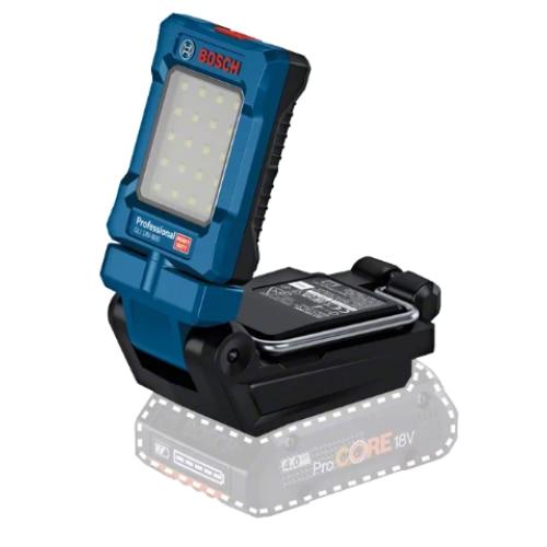 Lampa de lucru pe acumulatori BOSCH GLI 18V-800 Professional, 18V, 20 x LED, 800 lumeni, 3 trepte, suport magnetic, fara acumulator/incarcator