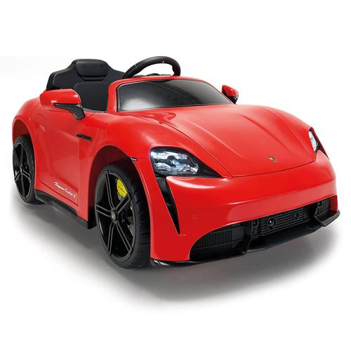 Masina electrica pentru copii Injusa Porsche Taycan, 12V, 2 viteze, frana electrica, lumini LED, radio, USB, telecomanda, 2 ani+, Rosu