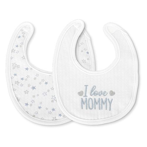 Set 2 bavete bumbac pentru nou-nascut Lorelli, inchidere cu velcro, potrivit pentru hranire si in perioada eruptiei dentare, 0 luni+, Albastru