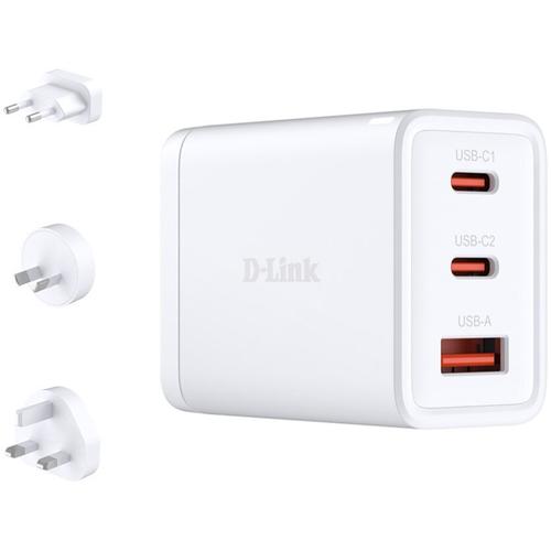 Incarcator retea D-Link, Quick Charge GaN PD 3.0, 65W, 2 x USB Type-C 20.0V / 3.25A max, 1 x USB 5V / 3A , Alb