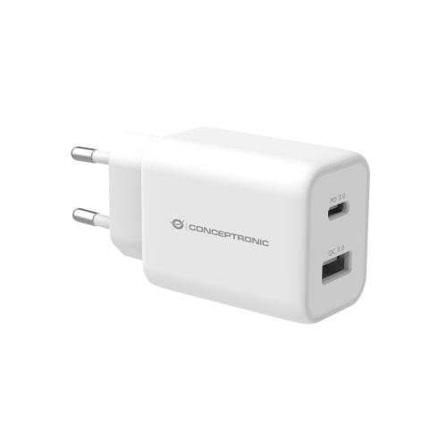 Incarcator retea Conceptronic ALTHEA11W, 1 x USB-C, 1 x USB-A, 20V, 3A, 33W, Alb