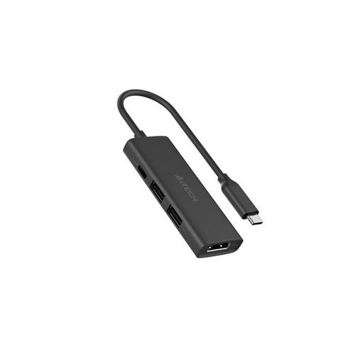 Docking Station A4tech universal, 4-in-1, conectare PC USB Type C, USB-C x 1, USB-A 3.0 x 1, USB-A 2.0 x 1, porturi video HDMI x 1 4K@30Hz, PD 100 W, cablu 0.15 m, Gri