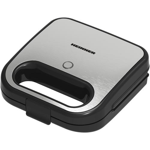 Sandwich maker HEINNER SILVERSTONE SM-K750FGSL, 750w, capacitate: 2 sandwich-uri, placi antiadezive fixe tip grill, Negru/Argintiu