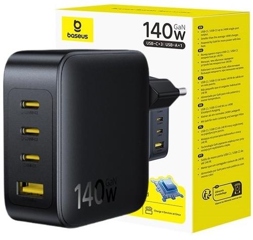 Incarcator retea Baseus EnerFill FH11, Quick Charge 140W, 3 x USB Type-C, 1 x USB (Negru)
