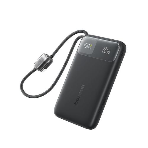 Acumulator extern Baseus EnerFill FC11, 20000mAh, cablu integrat USB Type-C si Iphone Lightning, 22.5W, display (Negru)