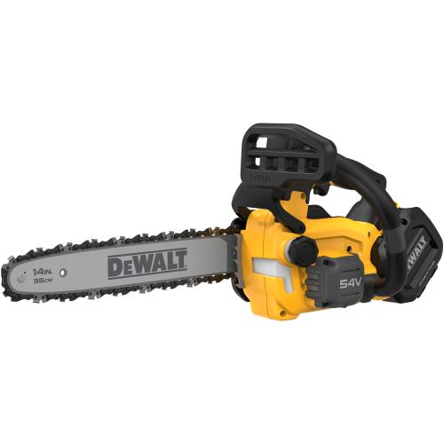 Drujba (fierastrau electric) cu lant pe acumulator DeWALT DCMCST635N, 18V/54V XR Flexvolt, motor fara perii, lungime lama 35 cm, viteza lant 23 m/s, lubrifiere ulei automata, sistem de protectie, fara incarcator si acumulator in setul de li