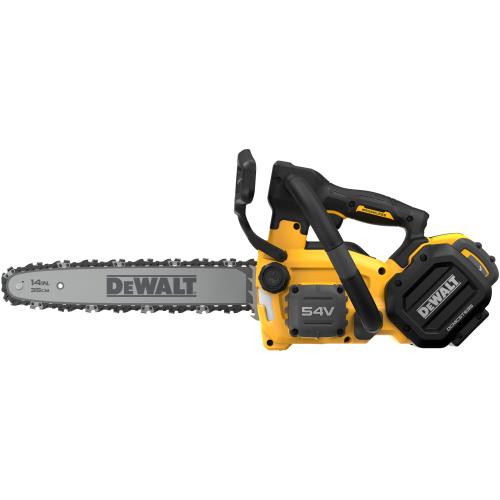 Drujba (fierastrau electric) cu lant pe acumulator DeWALT DCMCST635X1, 18V/54V XR Flexvolt, motor fara perii, lungime lama 35 cm, viteza lant 23 m/s, lubrifiere ulei automata, include: incarcator + acumulator 54V XR Flexvolt 9.0 Ah